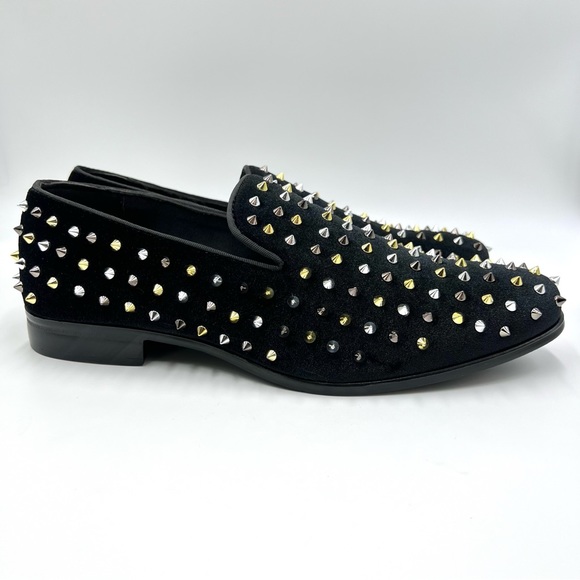 stacy adams black and gold loafers